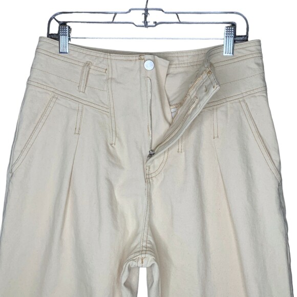 Free People We The Free High Rise Straight Leg Jeans 28 Cream White Frayed Hem - Picture 7 of 8